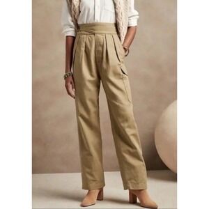 Banana Republic Heritage Explorer Utility Cargo Pant Linen Blend Khaki Sz 6 NWT